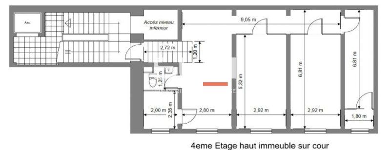 Location bureaux 85 m² non divisibles