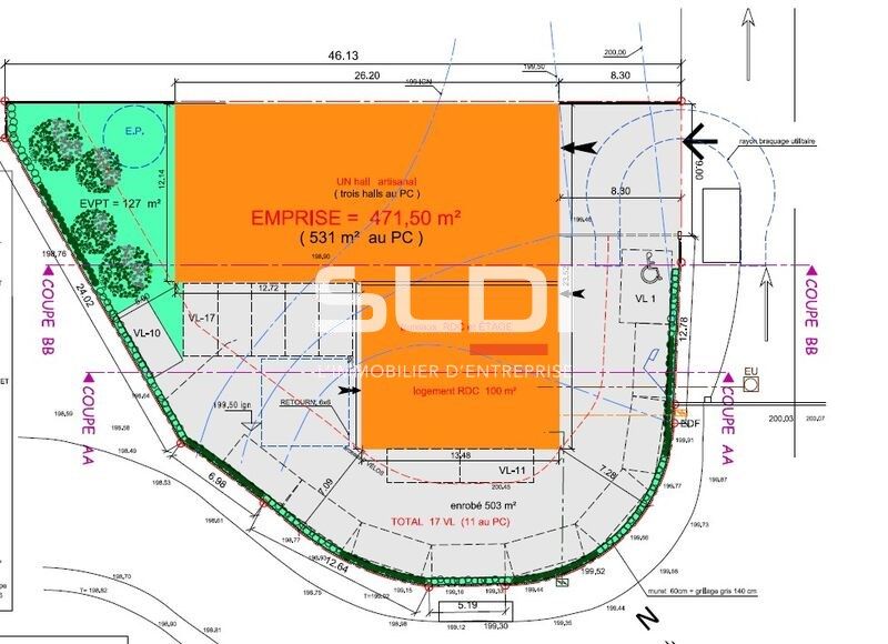Vente entrepots 578 m² non divisibles