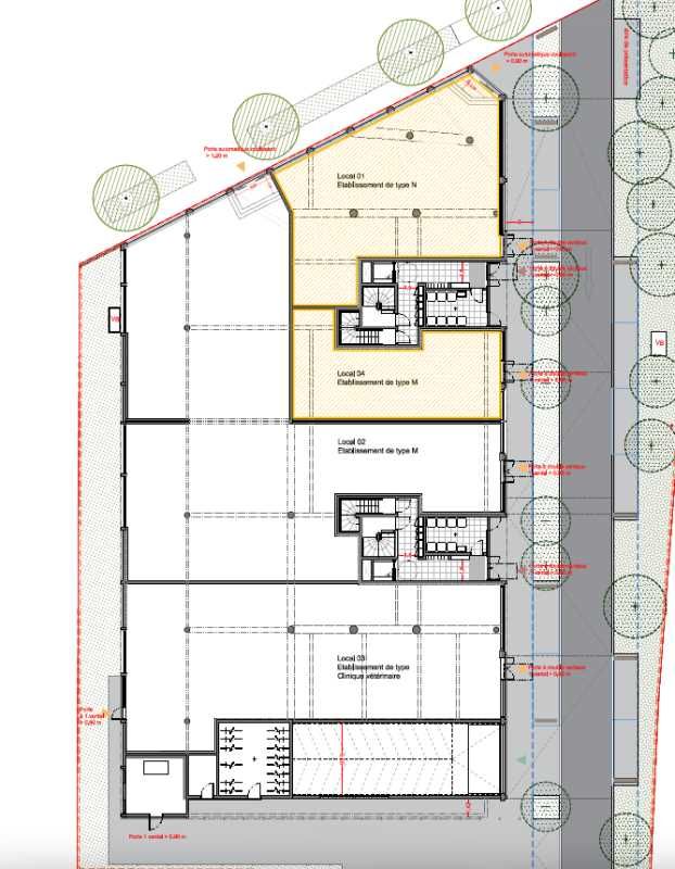 Location locaux commerciaux 103 m² non divisibles