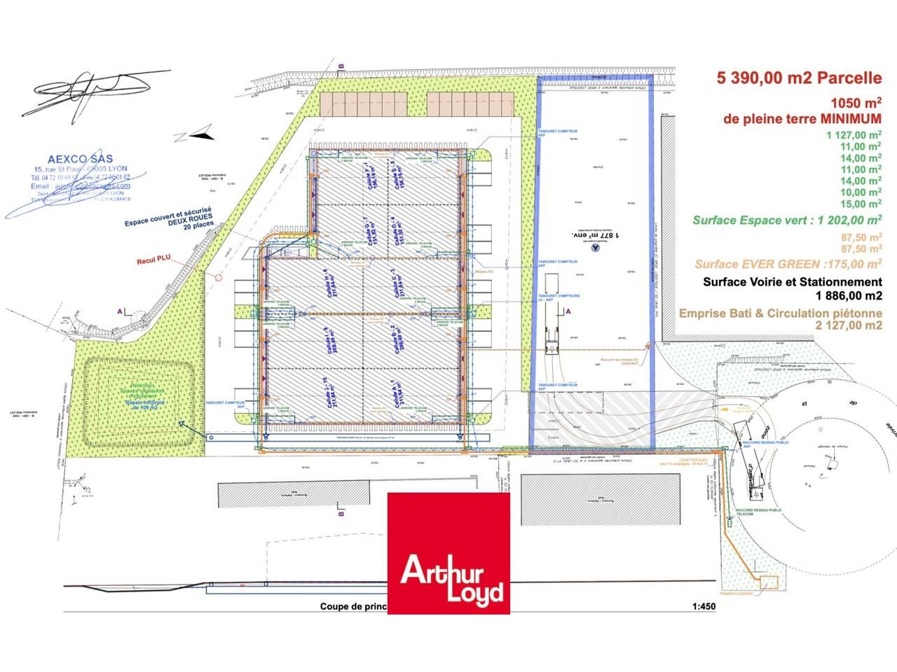 Vente entrepots 2592 m² divisibles à partir de 224 m²