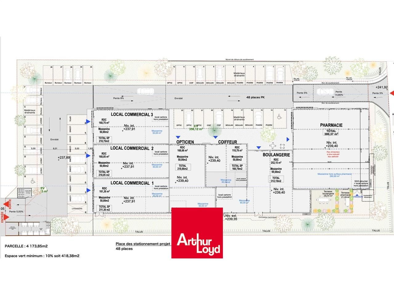 Vente locaux commerciaux 1695 m² divisibles à partir de 245 m²