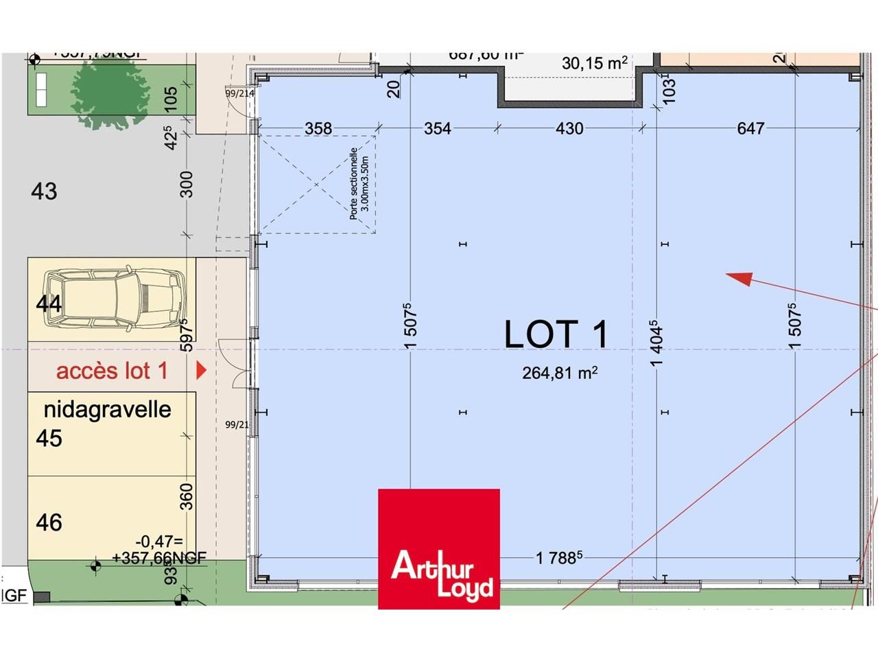Location entrepots 265 m² non divisibles