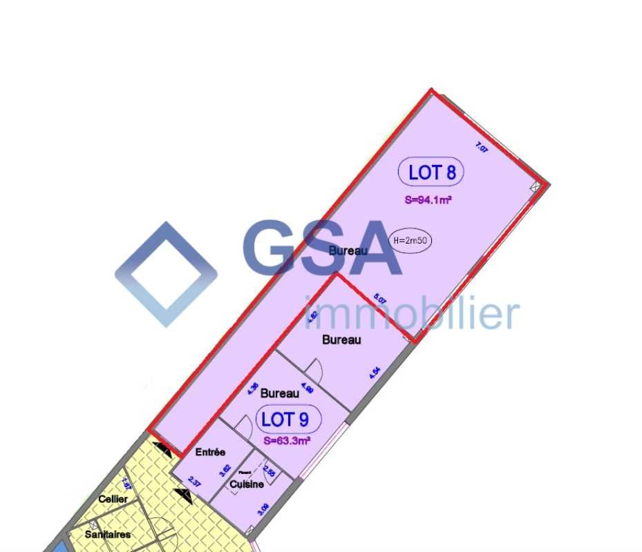 Location bureaux 304 m² divisibles à partir de 94 m²