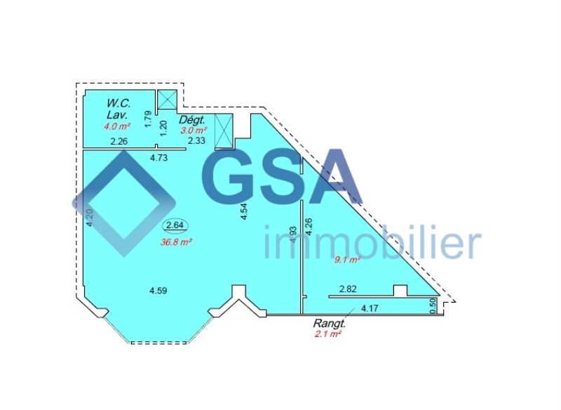 Location locaux commerciaux 55 m² non divisibles