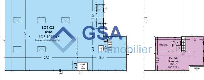 Location entrepots 1306 m² non divisibles