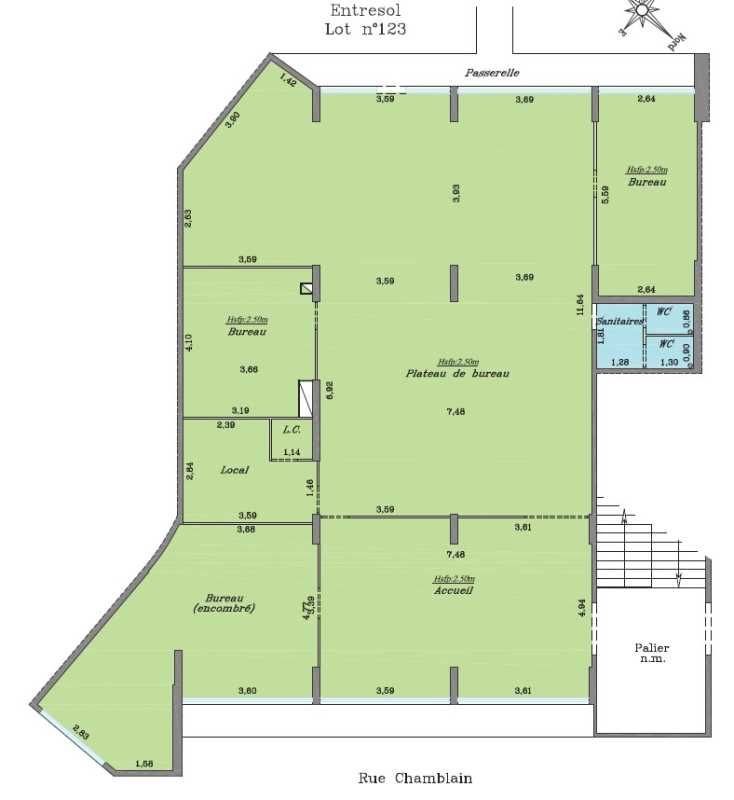 Vente bureaux 216 m² non divisibles