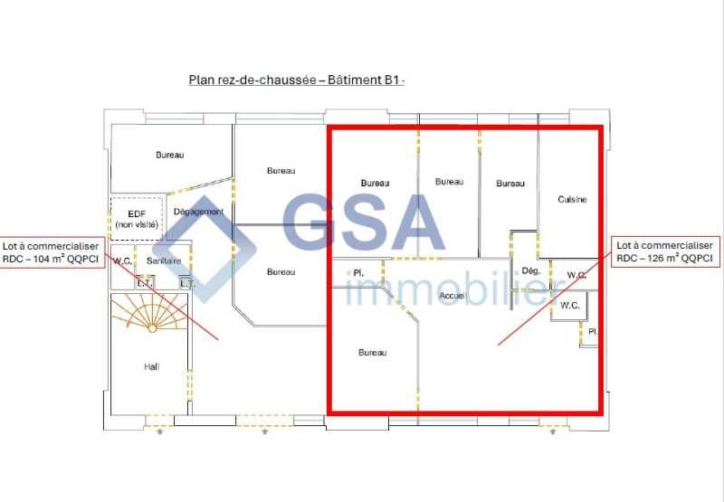 Location bureaux 458 m² divisibles à partir de 104 m²