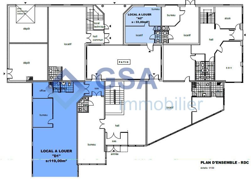 Location bureaux 270 m² divisibles à partir de 33 m²