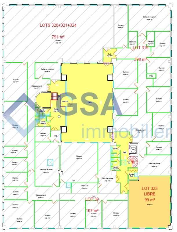 Location bureaux 99 m² non divisibles