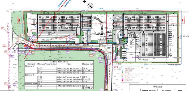 Vente entrepots 5407 m² divisibles à partir de 1903 m²