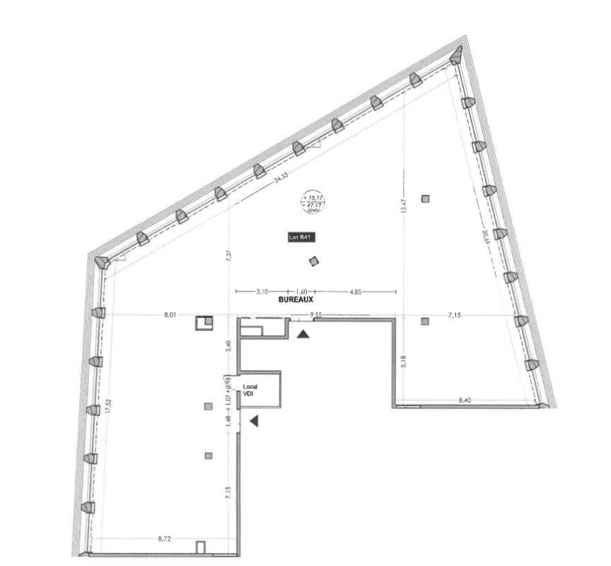 Location bureaux 470 m² non divisibles