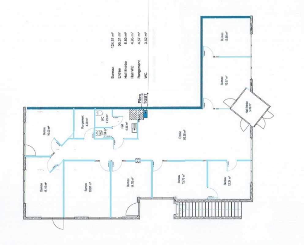Location bureaux 201 m² non divisibles