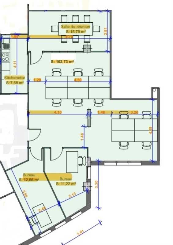 Location bureaux 102 m² non divisibles