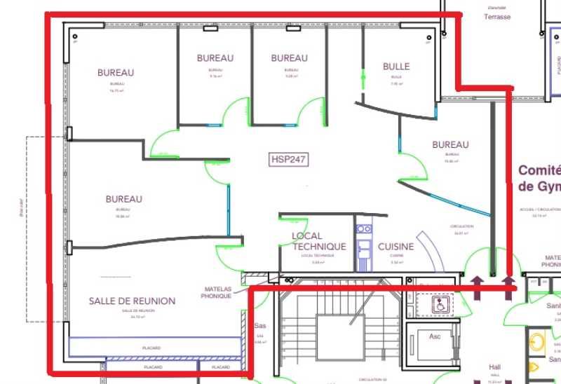 Location bureaux 151 m² non divisibles