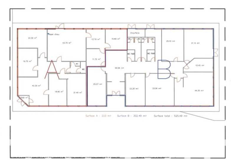 Location bureaux 525 m² divisibles à partir de 223 m²