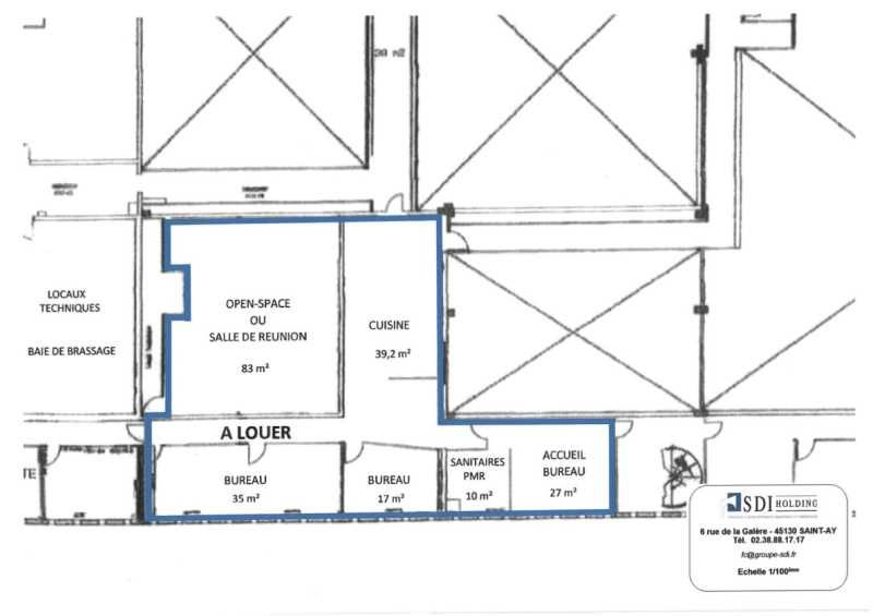 Location bureaux 241 m² non divisibles