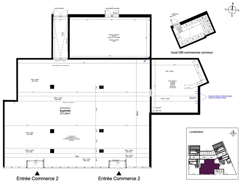 Location locaux commerciaux 391 m² non divisibles