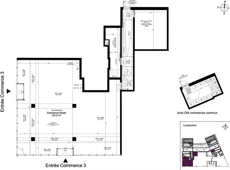 Location locaux commerciaux 220 m² non divisibles