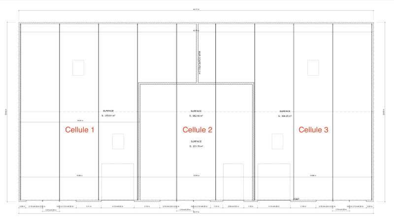 Location locaux commerciaux 948 m² divisibles à partir de 201 m²