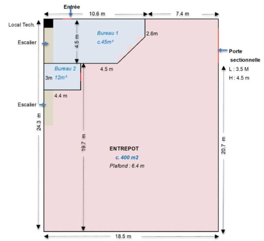 Location entrepots 500 m² non divisibles