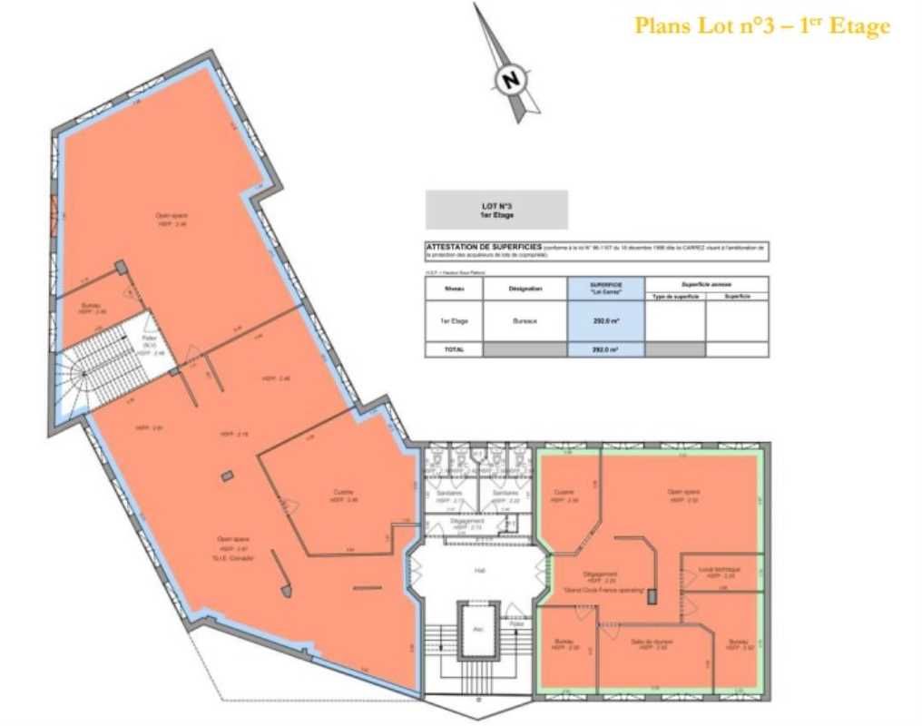 Location bureaux 2666 m² divisibles à partir de 135 m²
