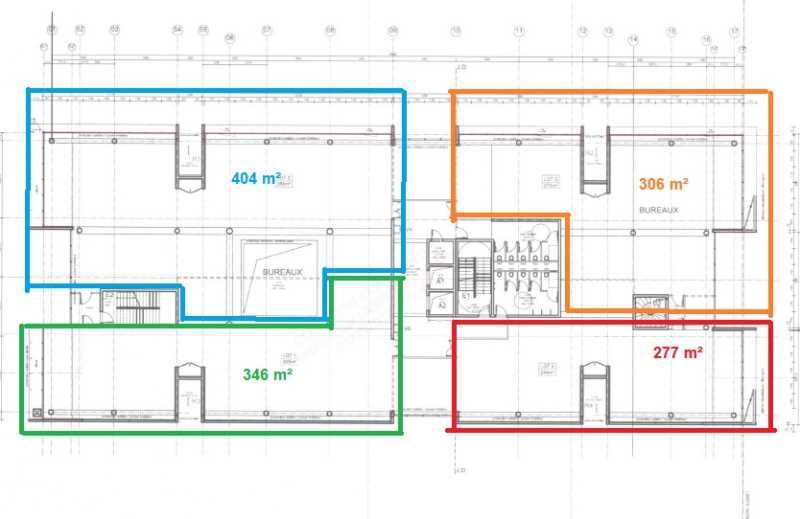 Location bureaux 1333 m² divisibles à partir de 277 m²