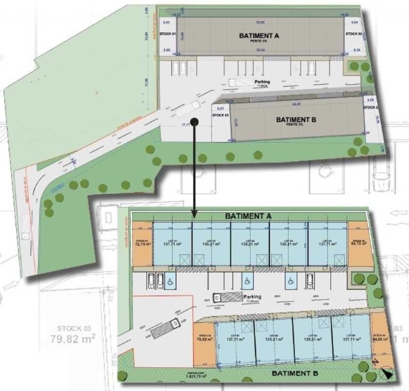Vente entrepots 1550 m² divisibles à partir de 135 m²