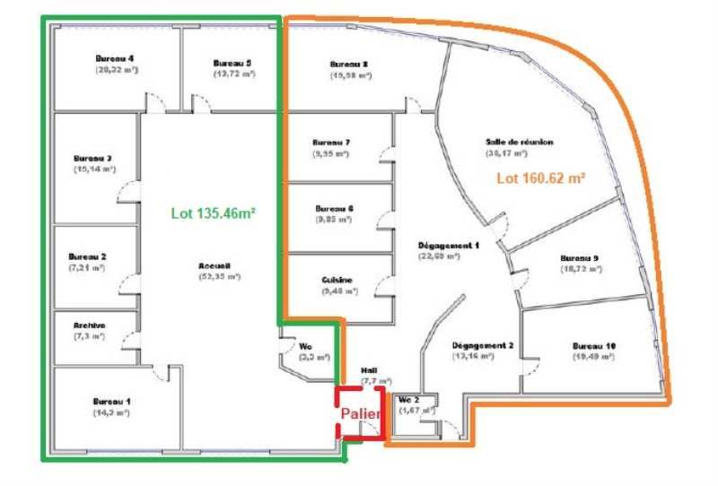 Vente bureaux 296 m² divisibles à partir de 135 m²