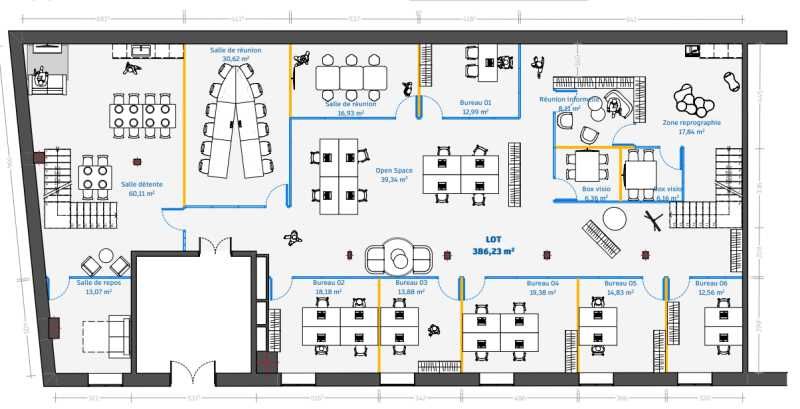 Vente bureaux 380 m² non divisibles