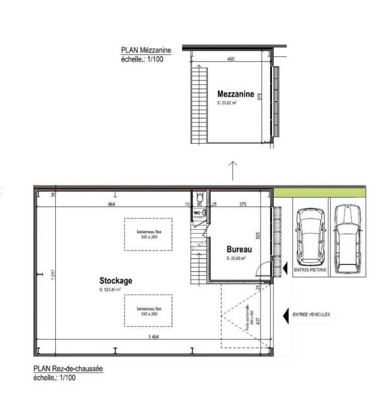Location entrepots 169 m² non divisibles