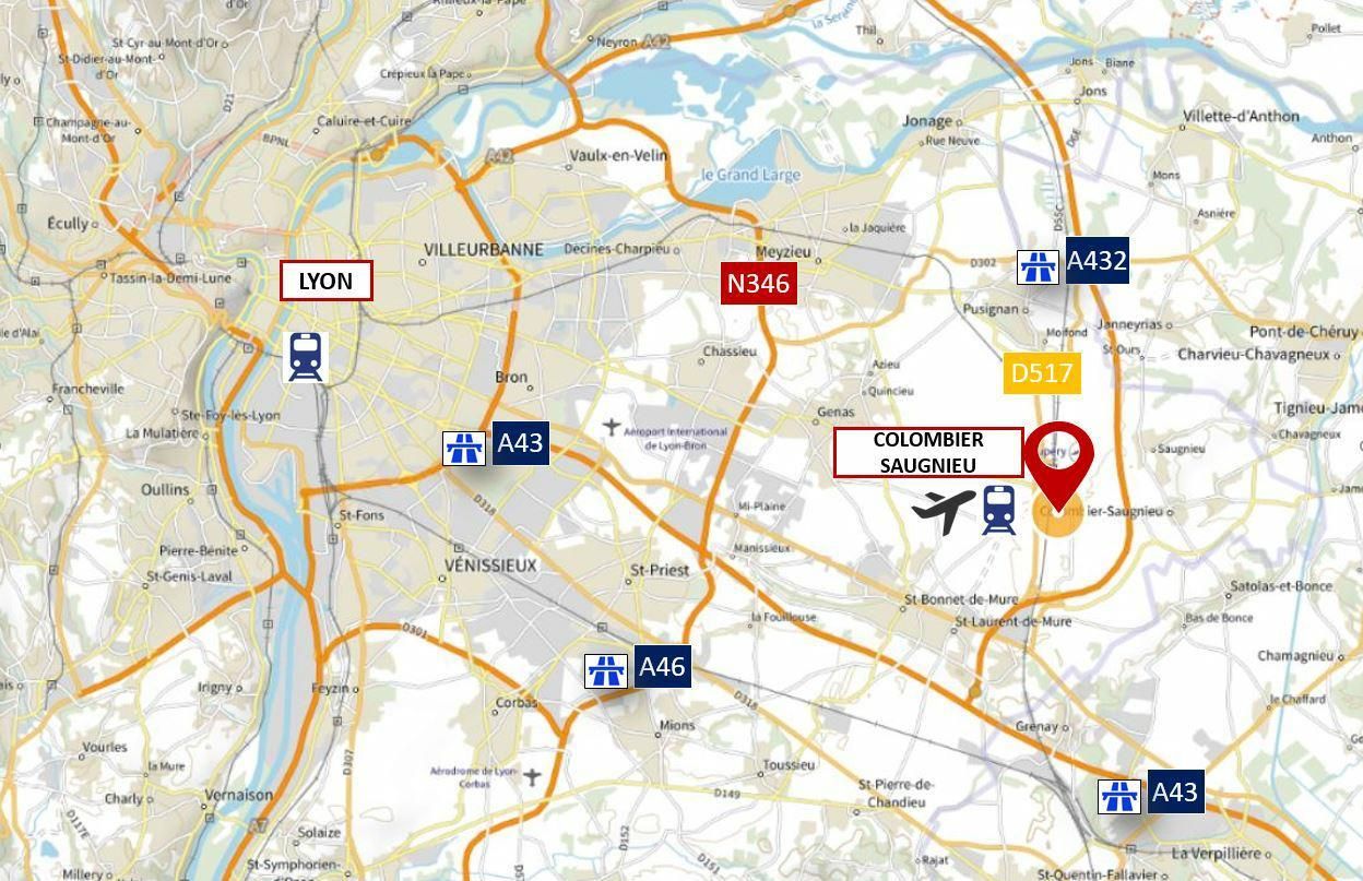 7647 m² pour cetentrepôts classe c en location à Colombier-saugnieu