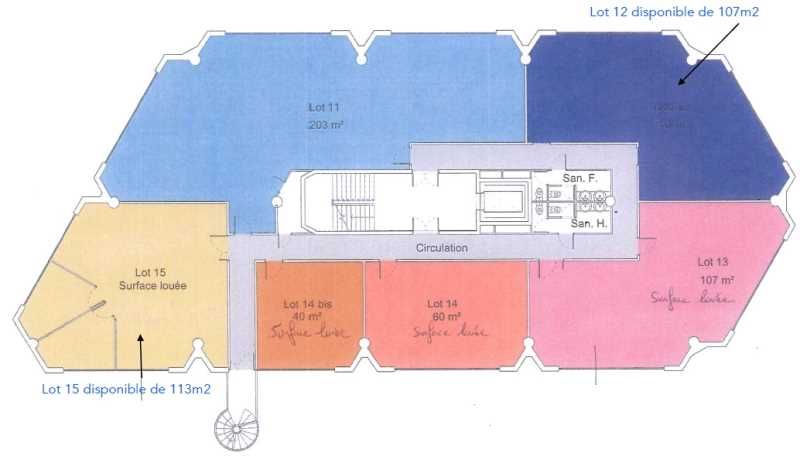 Location bureaux 220 m² divisibles à partir de 107 m²