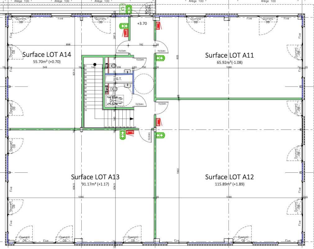 Location bureaux 74 m² non divisibles