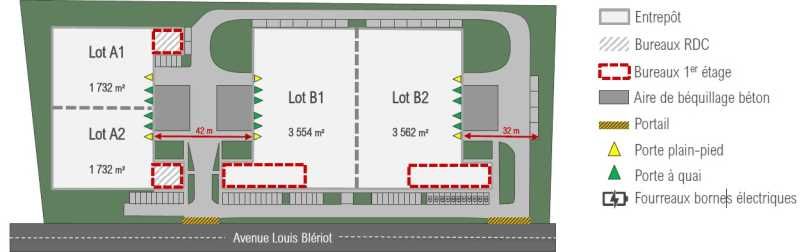 Location entrepots 10580 m² divisibles à partir de 1732 m²