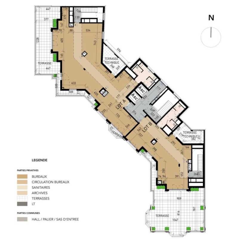 Location bureaux 114 m² non divisibles