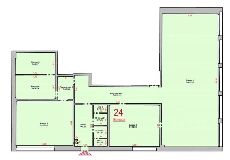 Location bureaux 200 m² non divisibles