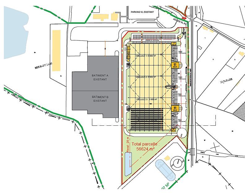 Location entrepots 25710 m² non divisibles