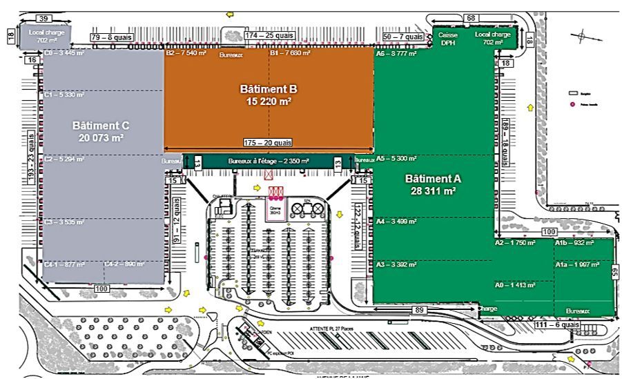 Location entrepots 7540 m² non divisibles