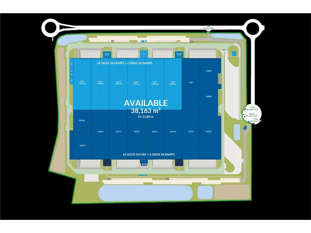 Location entrepots 31461 m² divisibles à partir de 658 m²