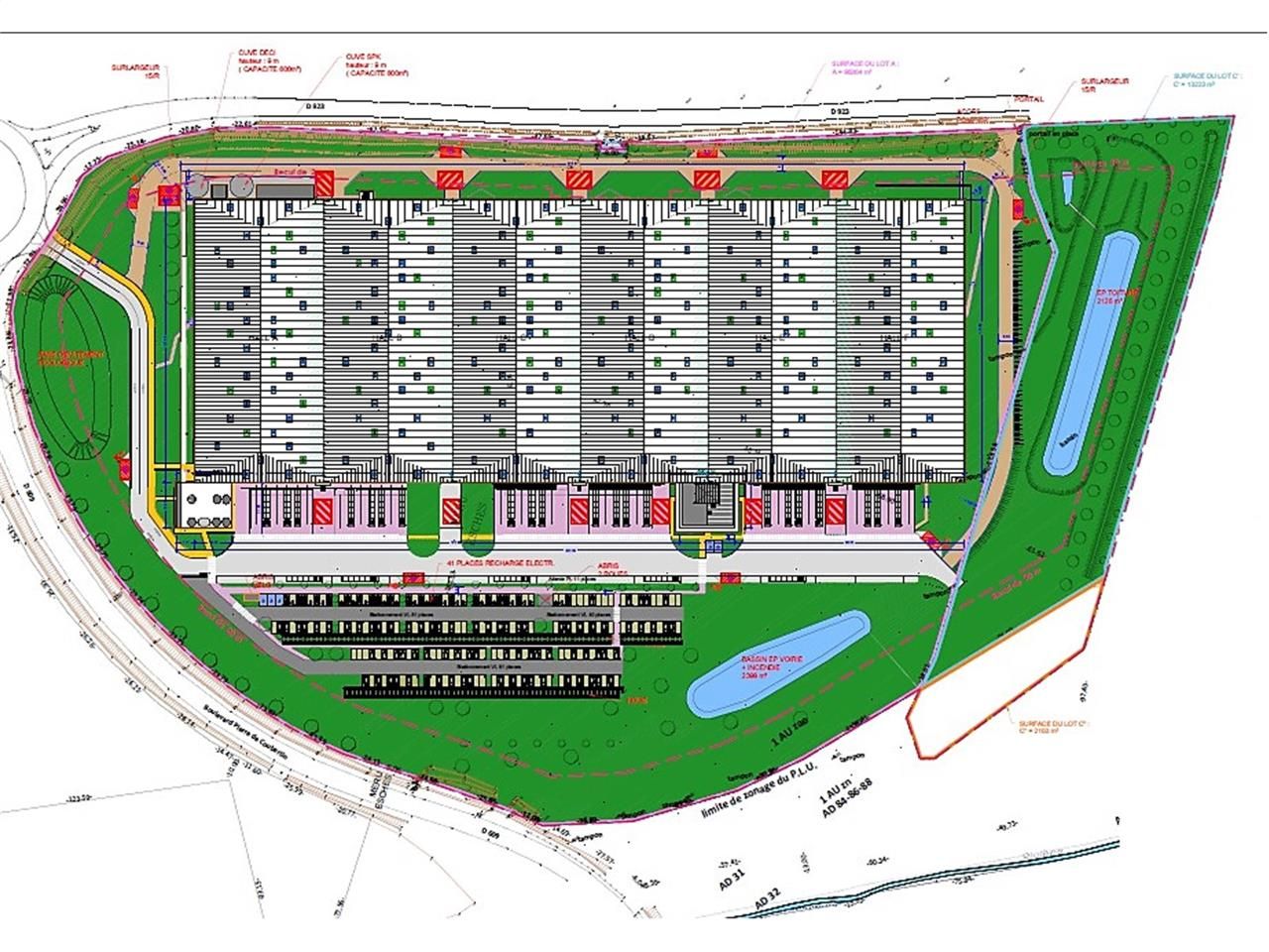 Location entrepots 38137 m² divisibles à partir de 1607 m²