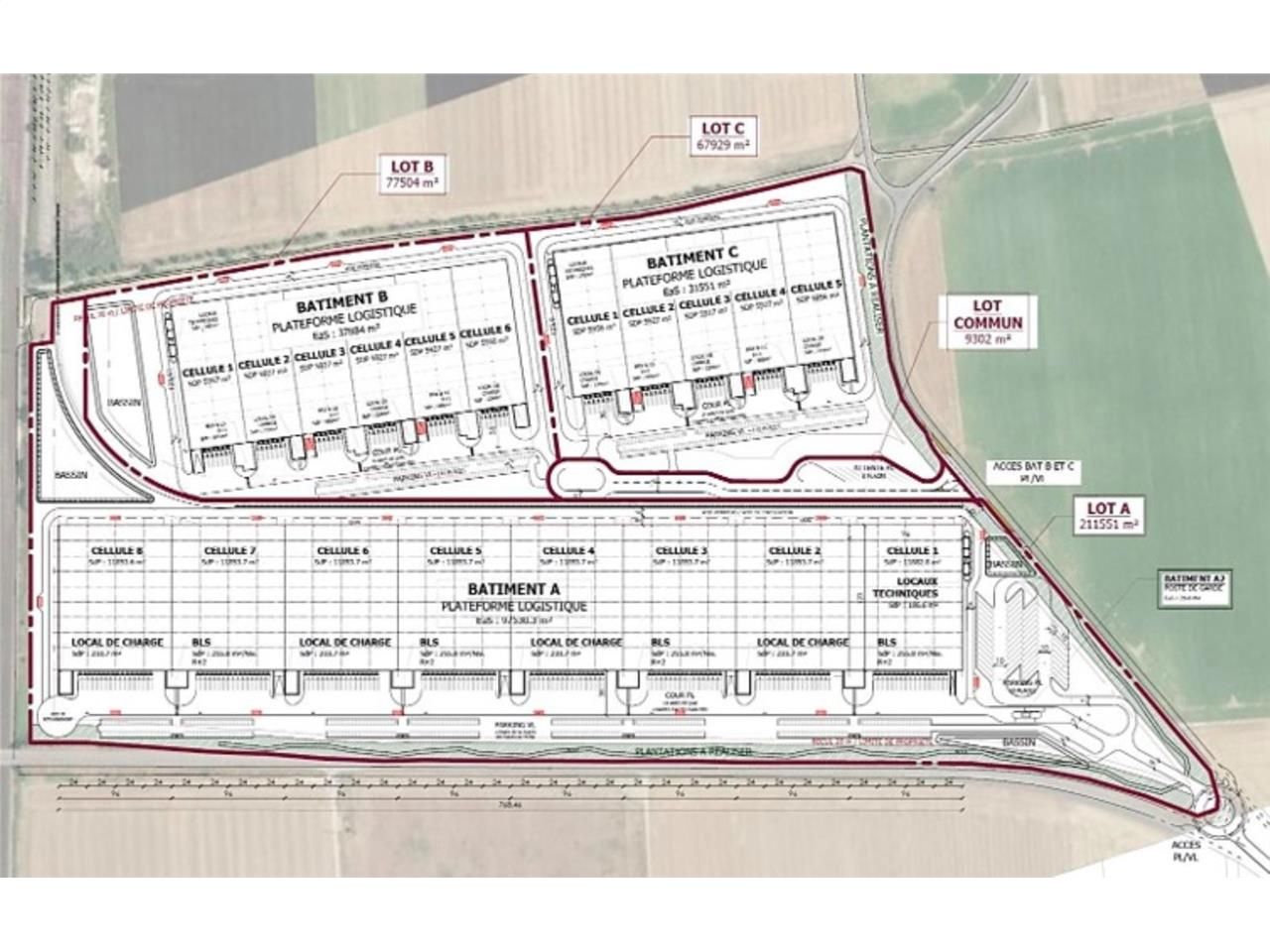 Location entrepots 86167 m² divisibles à partir de 2259 m²