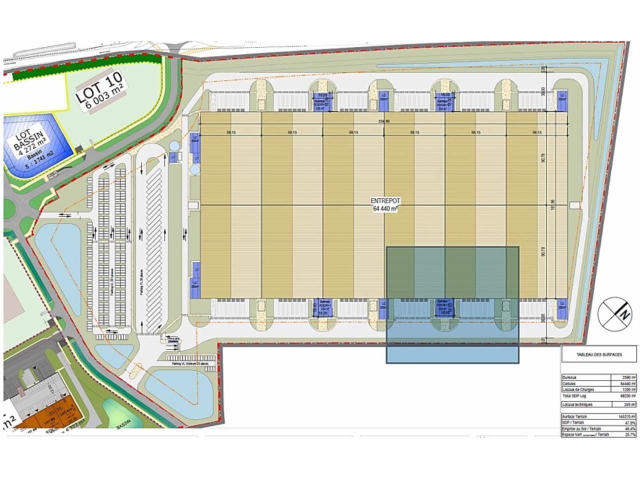 Location entrepots 68475 m² non divisibles