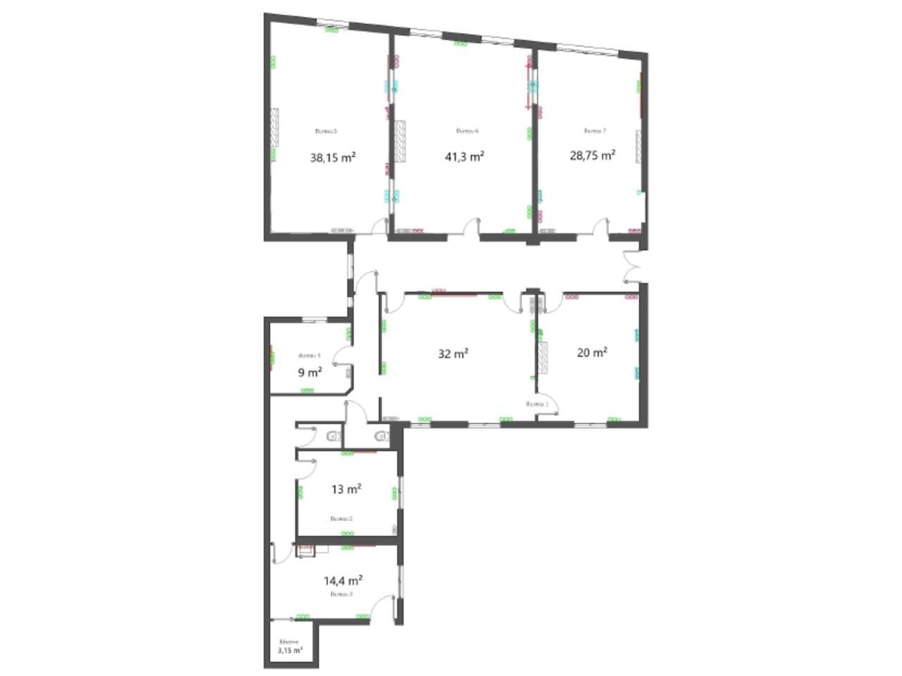 Location bureaux 238 m² non divisibles