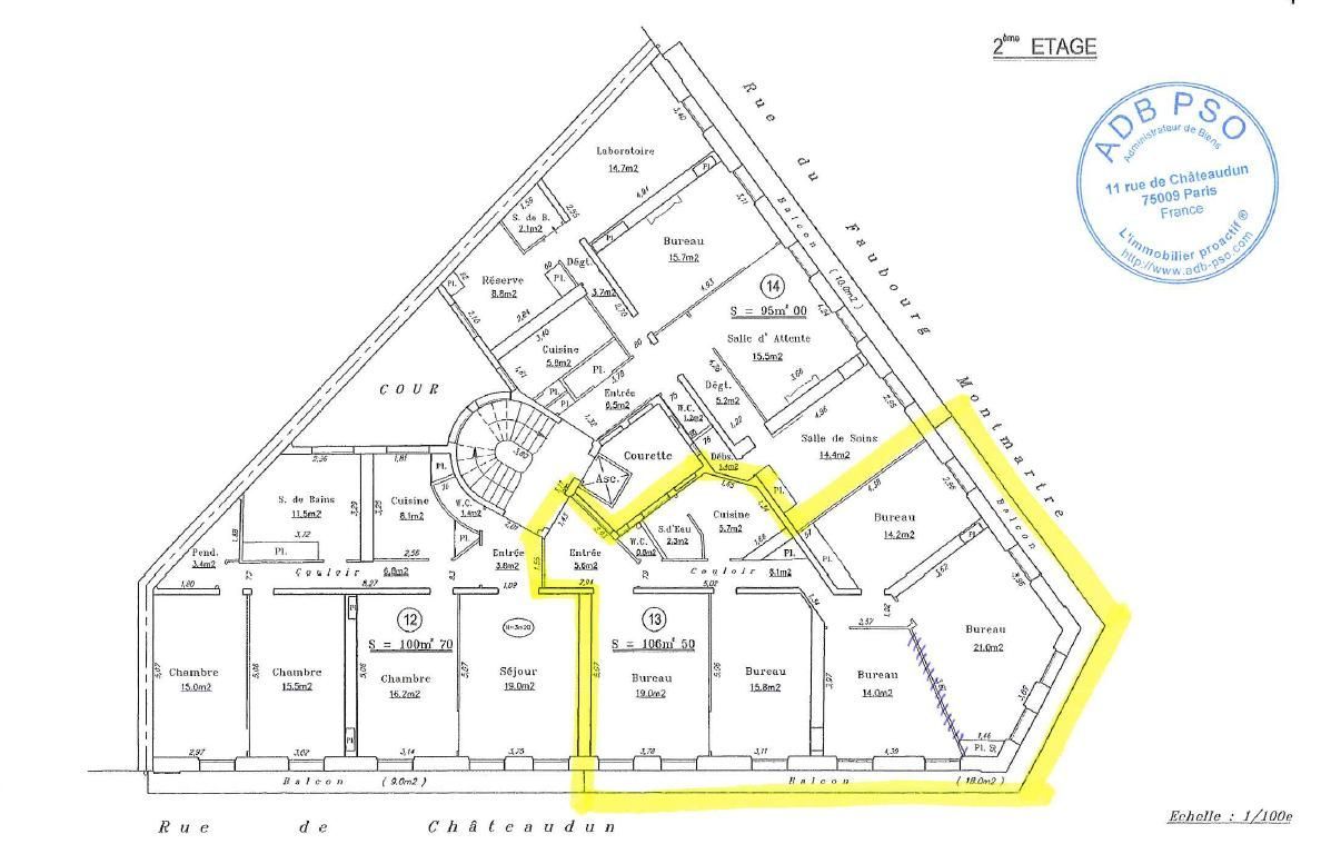 Location bureaux 106 m² non divisibles