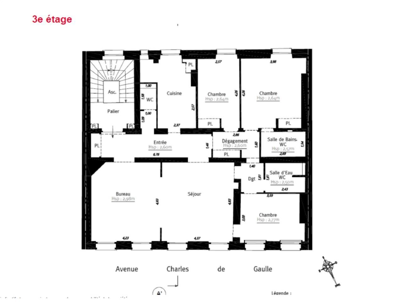 Vente bureaux 121 m² non divisibles