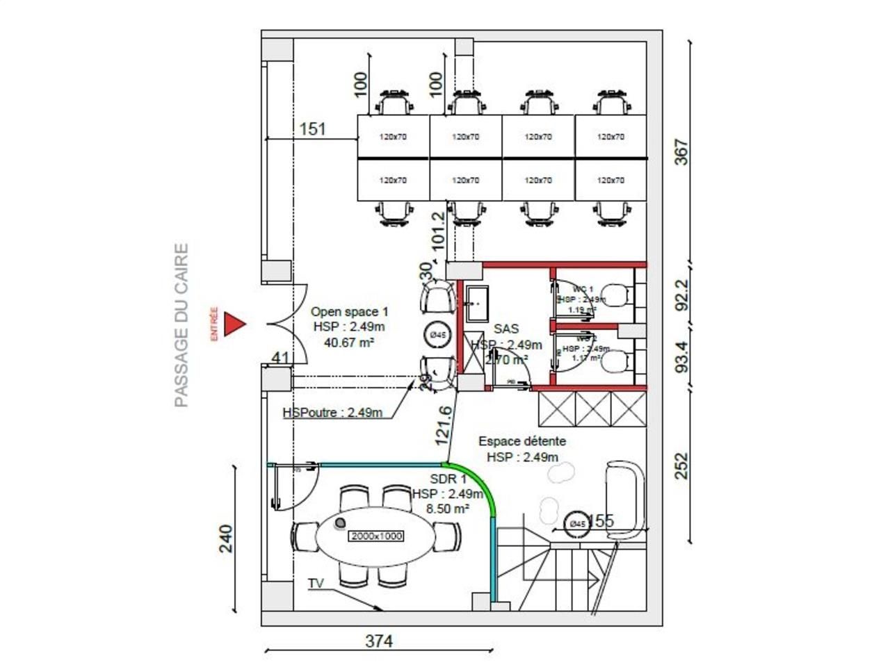 Location de bureaux PARIS - Contrat de prestations de service - 107 m² non divisibles