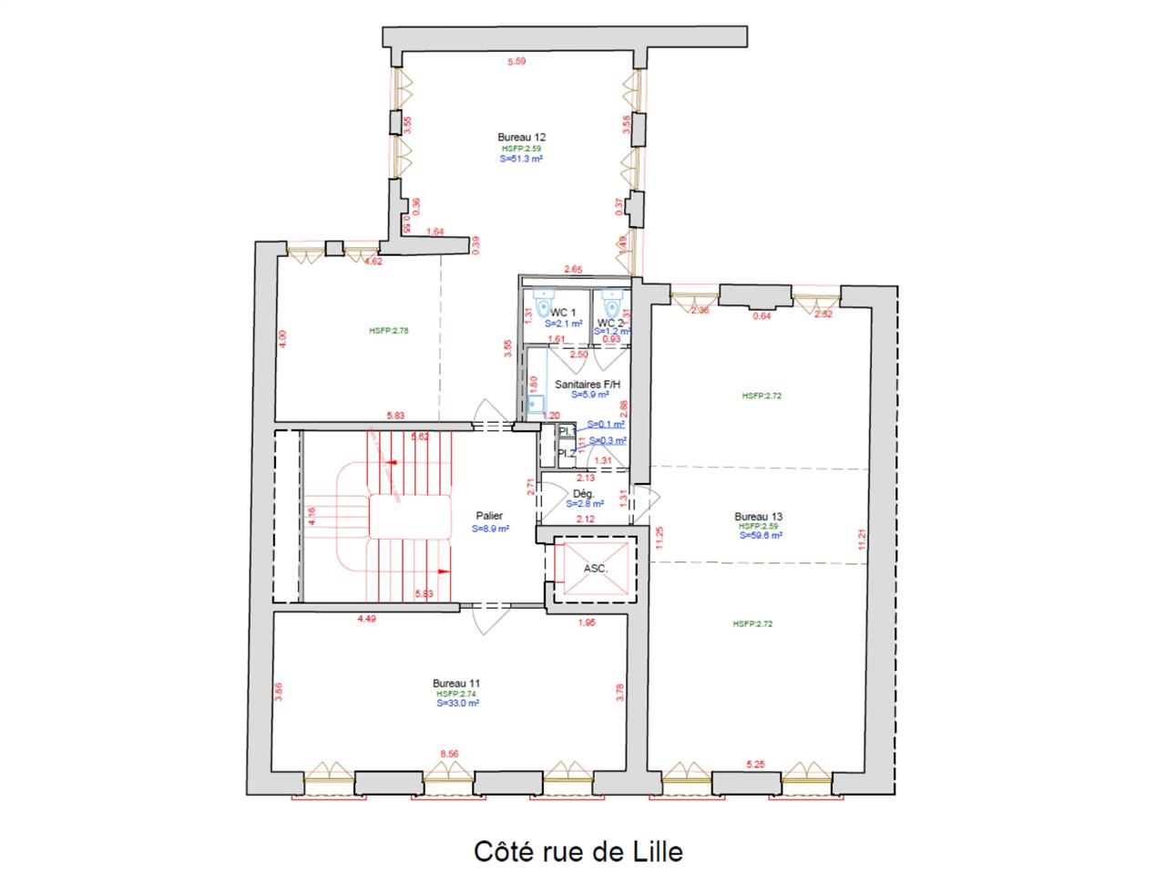 Vente bureaux 1159 m² non divisibles