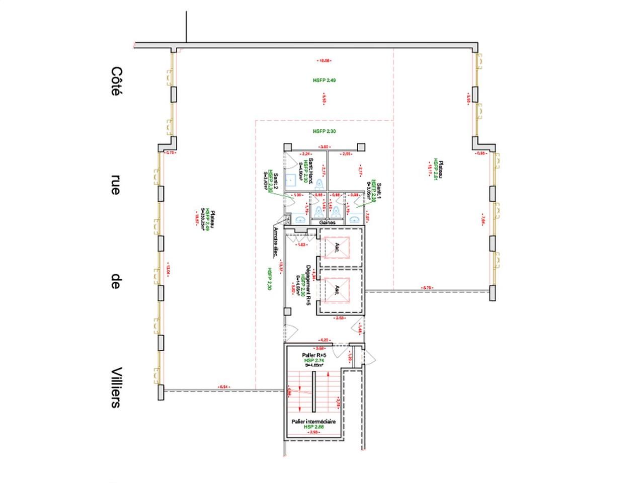 Location bureaux 261 m² non divisibles