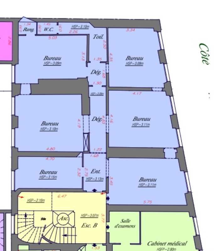 Location bureaux 124 m² non divisibles