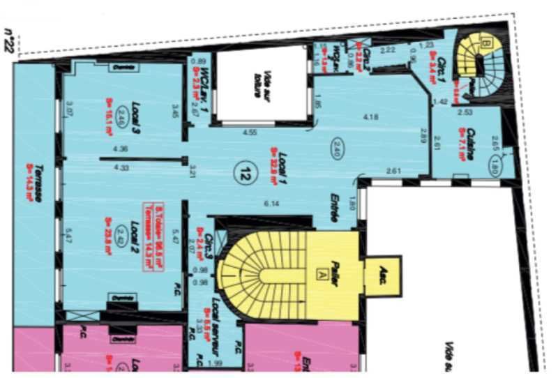 Location bureaux 218 m² non divisibles